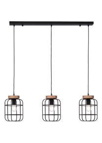 Brilliant Pendelleuchte "Gwen", schwarz (antik holz, schwarz korund), 3, H: 142cm, 1 Stk., Leuchten, 142 cm H&ouml;he, 100 cm Breite, 3 x E27, antik holz/schwarz korund, Pendelleuchte