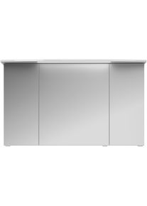 Badezimmerspiegelschrank SAPHIR "Serie 4010 Badezimmer-Spiegelschrank inkl. LED-Beleuchtung im Kranz", wei&szlig; (wei&szlig; glanz), B:122cm H:71,9cm T:26,5cm, Holzwerkstoff, Schr&auml;nke, Badezimmerspiegelschrank, Badschrank 122 cm breit, 3 T&uuml;ren, 6 Glas-Einlegeb&ouml;den, inkl T&uuml;rd&auml;mpfer