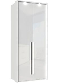 Kleiderschrank OTTO HOME "Piano, inklusive Rahmen und Beleuchtung, soft-close-Funktion", wei&szlig; (wei&szlig; hochglanz), B:97cm H:226cm T:60cm, Holzwerkstoff, Schr&auml;nke, Kleiderschrank, beige oder wei&szlig;, UV lackiert, Hochglanzfronten, FSC-zertifiziert
