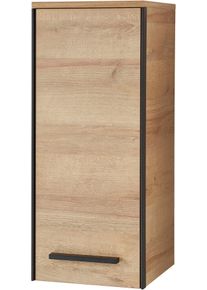 H&auml;ngeschrank SAPHIR "Quickset 395 Wand-Badschrank 30 cm breit mit 1 T&uuml;r und 2 Einlegeb&ouml;den", braun (riviera eiche quer nb), B:30cm H:70cm T:33cm, Holzwerkstoff, Schr&auml;nke, H&auml;ngeschrank, Badezimmer-H&auml;ngeschrank inkl. T&uuml;rd&auml;mpfer, Griffe in Schwarz