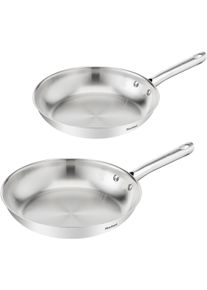 Pfannen-Set Tefal "Duetto On", edelstahl, Pfannen, Pfannen-Set, 24/28 cm, unversiegelt, Induktion, genieteter Griff, backofengeeignet