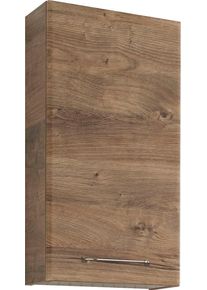 H&auml;ngeschrank SAPHIR "Quickset Wand-Badschrank 35 cm breit mit 1 T&uuml;r, 2 Einlegeb&ouml;den", braun (eiche ribbeck, eiche ribbeck), B:35cm H:70cm T:20cm, Holzwerkstoff, Schr&auml;nke, H&auml;ngeschrank, Badezimmer-H&auml;ngeschrank inkl. T&uuml;rd&auml;mpfer, Griffe in Chrom Glanz