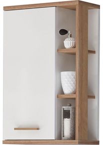 H&auml;ngeschrank SAPHIR "Quickset Badschrank 50,5 cm breit mit 1 T&uuml;r und 2 Glas-Einlegeb&ouml;den", wei&szlig; (wei&szlig; glanz, riviera eiche), B:50,5cm H:74,5cm T:20,5cm, Holzwerkstoff, Schr&auml;nke, H&auml;ngeschrank, Badezimmer-H&auml;ngeschrank inkl. T&uuml;rd&auml;mpfer, Holzgriffe