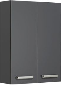 H&auml;ngeschrank SAPHIR "Quickset Wand-Badschrank 50 cm breit mit 2 T&uuml;ren und 2 Einlegeb&ouml;den", grau (anthrazit, anthrazit glanz), B:50cm H:70cm T:20cm, Holzwerkstoff, Schr&auml;nke, H&auml;ngeschrank, Badezimmer-H&auml;ngeschrank inkl. T&uuml;rd&auml;mpfer, Griffe in Chrom Glanz