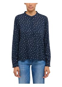 Langarmbluse Mustang "Damen Style Emma", Damen, Gr. 42, blau 12839, Chiffon, 100% Modal, gebl&uuml;mt, regular fit, Rundhals, Blusen Langarmbluse