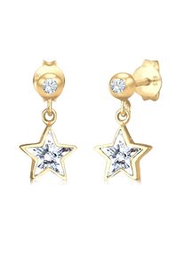Paar Ohrstecker Elli "Ohrringe Kinder Stern 925 Silber vergoldet, mit Kristallen von Swarovski" Gr. 14, gold, Ohrringe, M&auml;dchen, 14, Silber 925 (Sterlingsilber), Paar Ohrstecker