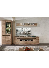 Wohnwand Innostyle "BELLANO", braun (au&szlig;en viking oak nature nb, innen graphit nachbildung), B:299cm H:202cm T:44cm, Glas, Holzwerkstoff, MDF, Kastenm&ouml;bel-Sets, Wohnwand, inkl. LED-Beleuchtung