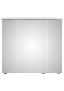 Badezimmerspiegelschrank SAPHIR "Serie 4010 Badezimmer-Spiegelschrank inkl. LED-Beleuchtung im Kranz", wei&szlig; (wei&szlig; glanz), B:82cm H:71,9cm T:26,5cm, Holzwerkstoff, Schr&auml;nke, Badezimmerspiegelschrank, Badschrank 82 cm breit, 3 T&uuml;ren, 6 Glas-Einlegeb&ouml;den, inkl T&uuml;rd&auml;mpfer