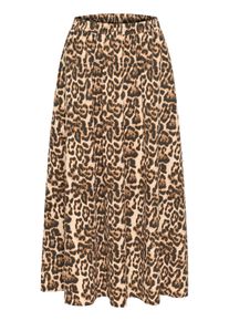 Midirock Kaffe "Rock KAleopra", Damen, Gr. 38, beige (naturel leopard print), Obermaterial: 52% Baumwolle CO. 48% Polyester PES., R&ouml;cke Midirock