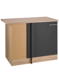 Eckunterschrank Optifit "Kalmar", grau (anthrazit), B:100cm H:85cm T:60cm, Schr&auml;nke, Eckunterschrank, Planungsma&szlig; 110 x 60 cm