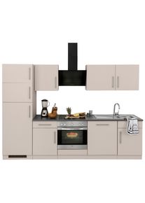 Wiho-K&uuml;chen K&uuml;chenzeile WIHO K&Uuml;CHEN "Cali", beige (k&uuml;che: beige, korpus: cashmerefarben, arbeitsplatte: granit grau), B:280cm T:60cm, Komplettk&uuml;chen-Sets, K&uuml;chenzeile, mit E-Ger&auml;ten und K&uuml;hl-Gefrierkombination, Breite 280 cm