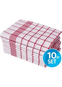 Geschirrtuch OTTO HOME "Vivianne, Exklusiv Deal", rot (rot, wei&szlig;), B:45cm L:60cm, 100% Baumwolle, Geschirrt&uuml;cher, Geschirrtuch, 100% Baumwolle,60&times;45 cm, blau-/rot-/wei&szlig;,10 Stk, Set, weich, saugstark, Topseller