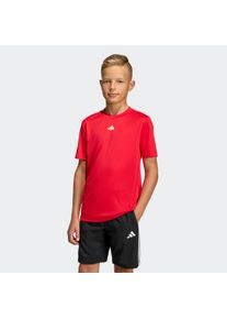 T-Shirt adidas Sportswear "J TR-ES T", Jungen, Gr. 128, pure ruby, wei&szlig;, Obermaterial: 100% Polyester, Rundhals, Shirts T-Shirt