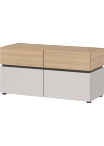 Schuhbank Germania "Arluno", beige (kaschmir, linberg, eiche, nachbildung), B:96cm H:48cm T:40cm, Spanplatte, Sitzb&auml;nke, Schuhbank, 96 x 48 x 40 cm, Push-to-open, Made in Germany
