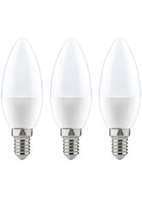 Paulmann LED-Leuchtmittel "Kerze 4W E14 230V Warmwei&szlig; 3er-Pack", Energieeffizienz: G, wei&szlig;, L:10cm &Oslash;:3,5cm, Leuchtmittel, 2700 Kelvin, LED-Leuchtmittel