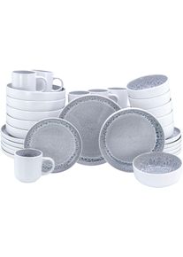 Kombiservice OTTO HOME "modernes Geschirr-Set, Service Lykk", wei&szlig; (wei&szlig;, stone), 30 Stk., Steinzeug, Geschirr-Sets, Kombiservice, hohe Haltbarkeit, sp&uuml;lmaschinen- & mikrowellengeeignet, Reaktivglasur