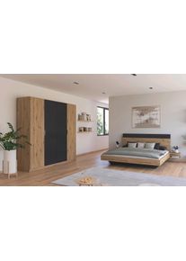 Schlafzimmer-Set Rauch "Monza", grau (eiche artisan, graumetallic), Bett 180x200cm + ohne Matratze, B/H: 180cm x 200cm, Bett 180x200cm, Holzwerkstoff, Schlafzimmerm&ouml;bel-Sets, Schlafzimmer-Set, mit Dreht&uuml;renschrank Breite 226 cm, Bettanlage in 2 Breiten