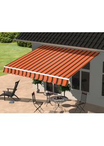 Gelenkarmmarkise Konifera "Cadaqu&eacute;s", orange (orange, braun), B:395cm, Polyester, Markisen, Gelenkarmmarkise, Breite/Ausfall: 395 x 250 cm, Neigungswinkel verstellbar