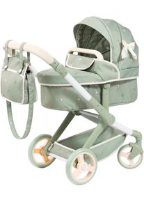 Kombi-Puppenwagen BAYER "Xeo", gr&uuml;n mit bl&uuml;mchenmuster, Puppenwagen, KinderB:37cm H:73cm T:68cm, Kunststoff, Metall, Stoff, Kombi-Puppenwagen, B:37cm H:73cm T:68cm