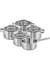 Topf-Set Hanseatic "PREMIUM", silberfarben, T&ouml;pfe, Topf-Set, handfreundliche Griffe, Literskala, Glasdeckel, Induktion