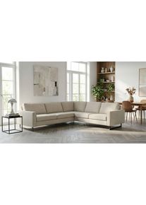 Ecksofa Home Affaire "Pinto, XXL, 250/290 cm, langer Schenkel, Ottomane", beige (creme), B:290cm H:85cm T:250cm, 100% Polyester, Sofas, Ecksofa, Cord, Chenille, Lederoptik, mit Keder, Metallf&uuml;&szlig;e, Wellenunterfederung