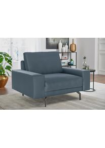 Sessel "CR.450, Designsessel, Loungesessel", blau (blaugrau 534, 73), B:120cm H:85cm T:95cm, NaturLEDER OSKAR (echtes Rindsleder);Flachgewebe VICTORIA (41% Polyacryl 38% Polyester 21% Baumwolle), CREATION BY ROLF BENZ, Sessel, Sessel, Armlehne breit niedrig, Alugussf&uuml;&szlig;e in umbragrau, Breite 120 cm