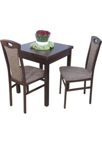 Essgruppe "3tlg. Tischgruppe", braun (cappuccino, cappuccino, nussbaum, nachbildung), B:45cm H:95cm T:48cm, FSC-zertifiziertes teilmassives Holz, HOFMANN LIVING AND MORE, Sitzm&ouml;bel-Sets, Essgruppe, St&uuml;hle montiert