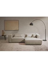 Ecksofa "PIARA Struktur mit Kedernaht L-Form", greige, B:267cm H:66cm T:167cm, 100% Polyester, LeGer Home by Lena Gercke, Sofas, Ecksofa, wahlweise Ottomane rechts/links, schwarze F&uuml;&szlig;e, bequemer Sitzkomfort