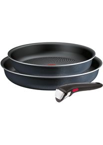 Pfannen-Set Tefal "Ingenio So'Light, Pfannenset abnehmbarer Griff, Light Tech Technologie", schwarz, B:31cm H:6cm L:35cm &Oslash;:28cm, Pfannen, Pfannen-Set, stapelbar, platzsparend, einfache Reinigung, Induktion, L72391