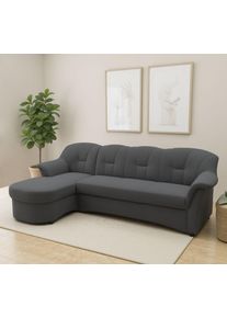 Ecksofa DOMO collection "FLORES Schlafsofa, 233x142x86 cm, L-Form", grau (dunkelgrau), B:233cm H:86cm T:142cm, 100% Polyester, Sofas, Ecksofa, whlw. mit Bettfunktion, whlw. mit Federkern