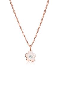Silberkette Elli "Halskette M&auml;dchen Kids Blume Kristalle 925 Silber" Gr. 36, rosa (rosegold), Halsketten, M&auml;dchen, Silber 925 (Sterlingsilber), Silberkette
