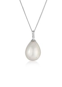 Silberkette NENALINA "Halskette Muschelkernperle Tropfen Klassik 925 Silber" Gr. 45, silber, Halsketten, Damen, Silber 925 (Sterlingsilber), Silberkette