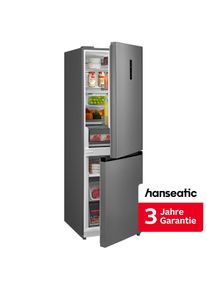 Hanseatic K&uuml;hl-/Gefrierkombination "HKGKB18560BNFI", Energieeffizienz: B, silber (edelstahl), Rechtsanschlag, nicht wechselbar, K&uuml;hlschr&auml;nke, inkl. 3 Jahre Herstellergarantie, K&uuml;hl-/Gefrierkombination