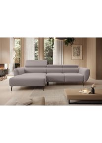 Ecksofa WERK2 "Alisson, mit elektrischer Sitztiefenverstellung, L-Form, Breite 277 cm", beige, B:277cm H:76cm T:174cm, 92% Polyester, 8% Nylon, Sofas, Ecksofa, Alisson &ndash; flexibler Komfort mit modernem Design und smarten Details.