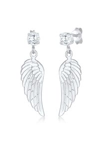 Paar Ohrstecker NENALINA "Ohrringe Fl&uuml;gel Gl&uuml;cksbringer Zirkonia H&auml;nger 925 Silber" Gr. 2, silber, Ohrringe, Damen, 2,mit Stein, Silber 925 (Sterlingsilber), Paar Ohrstecker