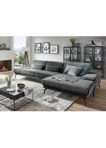 Ecksofa DIE PLANBAR "MP-IN20126 L-Form mit Federkern-Polsterung", grau (anthrazit), B:328cm H:82cm T:190cm, 100% Polyester, Sofas, Ecksofa, mit Kopfteilverstellung, optional Sitztiefen- & Armteilverstellung
