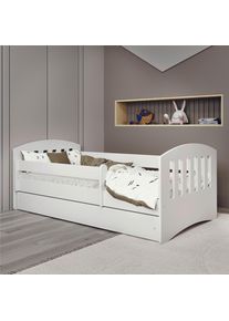 Mid.you Kinder-/Juniorbett, Wei&szlig;, Holzwerkstoff, Birke, Schichtholz,Sperrholz, H2, 1-Zonen, H&ouml;he ca. 15 cm, links montierbar, rechts montierbar, 80x140 cm, mit Schubk&auml;sten,nicht verstellbar, Babym&ouml;bel & Kinderm&ouml;bel, Kinderzimmer & Jugendzimmer, Kinderbetten, Kinderbetten & Jugendbetten