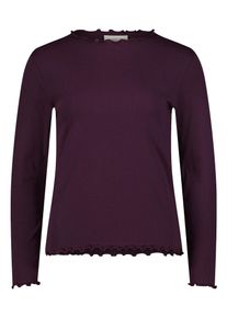 Langarmshirt Cartoon "Langarm-Shirt mit Kragen", Damen, Gr. 46, rot (schwarz dahlia), Obermaterial: 95% Baumwolle CO. 5% Elasthan EL., Shirts Langarmshirt