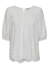 Kurzarmbluse Fransa "Kurzarm-Bluse FRANGI", Damen, Gr. M, wei&szlig; (blanc de blanc), Obermaterial: 100% Baumwolle CO., Blusen Kurzarmbluse