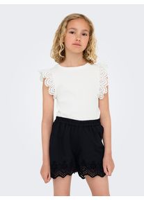 T-Shirt KIDS Only "KOGDREA LIFE S/S TOP JRS", M&auml;dchen, Gr. 134/140, wei&szlig; (cloud dancer), Jersey, Obermaterial: 95% Baumwolle, 5% Elasthan, unifarben, regular fit h&uuml;ftlang, Rundhals, Fl&uuml;gel&auml;rmel, Shirts T-Shirt