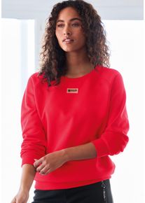 Sweatshirt BENCH. LOUNGEWEAR, Damen, Gr. 48/50, rot, Sweatware, Obermaterial: 60% Baumwolle, 40% Polyester, unifarben, bequem h&uuml;ftlang, Rundhals, Rippb&uuml;ndchen, Sweatshirts Sweatshirt, mit kleinem Logo Detail, Loungewear