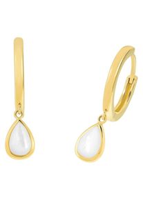 Paar Creolen Amor "Drop", gold (gelbgoldfarben, wei&szlig;), Ohrringe, Damen, Silber 925 (Sterlingsilber), Paar Creolen