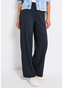 Stoffhose Street One, Damen, Gr. 46, L&auml;nge 30, blau (deepwater blau (l&auml;nge 30)), Web, Obermaterial: 56% Polyester, 41% Viskose, 3% Elasthan, Crinkleoptik, loose fit kn&ouml;chellang, Hosen Stoffhose, Sommerhose mit elastischem Bund