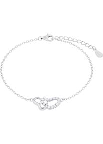 Armband Amor "Herzen", bunt (silberfarben, wei&szlig;, wei&szlig;), Armb&auml;nder, Damen, 20cm, Silber 925 (Sterlingsilber), Armband, mit Zirkonia (synth.)