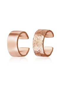 Schmuckset Elli "Ohrringe Earcuff Breit Basic Geh&auml;mmert 2er Set 925 Silber" Gr. 10, rosa (rosegold), Ohrringe, Damen, 10, Schmuckset