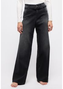 Relax-fit-Jeans Angels "LIZ CITY", Damen, Gr. 34, L&auml;nge 30, schwarz (anthrazit used), Denim/Jeans, Obermaterial: 91% Baumwolle, 6% Polyester, 3% Elasthan, weit lang, Jeans Relax-fit-Jeans, weite Passform, mit integriertem G&uuml;rtel, aus Baumwollmischung
