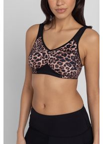 Sport-BH Dorina "FLEX", Damen, Gr. 95, Cup D, braun (leopard print), Obermaterial: 75% Polyamid, 15% Polyester, 10% Elasthan, bequem, BHs Sport-BH, mit atmungsaktiven Mesh-Tr&auml;gern
