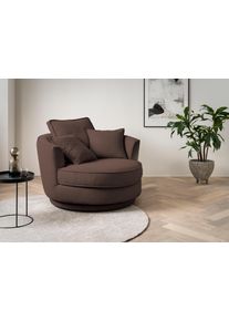 Drehsessel Home Affaire "MAISIE Webvelours, Love Seat XXL, Lese-Sessel BIG-", braun, B:120cm H:86cm T:120cm, Sessel, Drehsessel, Sessel in MEGA CORD u. Web-Velours, 360 Grad drehbar