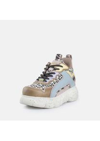 Plateausneaker Buffalo "CLD CHAI", Damen, Gr. 40, leo multi, Lederimitat, Textil, Velourslederimitat, kontrastfarbene Details, Schuhe Plateausneaker, High Top Sneaker, Schn&uuml;rboots, Stiefelette mit Memory Foam