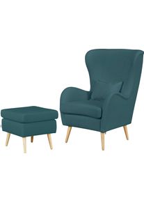 Sessel OTTO HOME "Salla auch in Fellimitat und Feincord, viele Bezugsarten, Ohrensessel", blau (petrol), H:118cm T:94cm, Struktur (100% Polyester), Sessel, Sessel, wahlweise mit oder ohne Hocker; gro&szlig;er Sessel: Ma&szlig;e B/T/H: 78/94/118cm